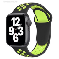 Bracelet en silicone noir et vert pour Apple Watch 38/40mm