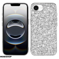 Coque iPhone 16e silicone paillettes argentées
