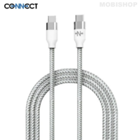 Câble Data USB-C vers USB-C CONNECT MC-CCB3 Nylon Tressé 60W (1m) Blanc