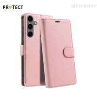Coque rabat Galaxy S25 rose
