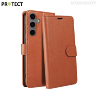 Coque rabat Galaxy S25 marron