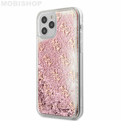 coque-tpu-transparente-a-paillettes-roses-motif-logo-guess-dore-pour-apple-iphone-12-61-et-61-pro-guess