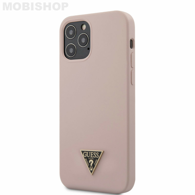 coque-silicone-rose-sable-avec-logo-guess-pour-apple-iphone-12-61-et-61-pro-guess-saint-etienne-mobishop