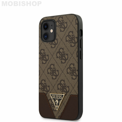 coque-bi-matiere-marron-et-logo-guess-metalise-pour-apple-iphone-12-54-guess-saint-etienne-mobishop-boutique