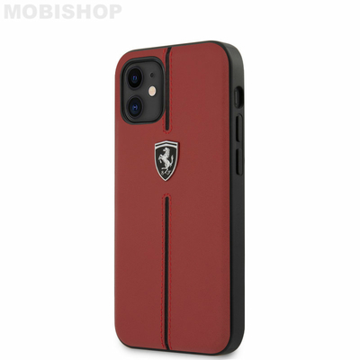 coque-cuir-rouge-et-ligne-noire-avec-logo-argente-ferrari-pour-apple-iphone-12-54-ferrari-saint-etienne-apple-mobishop