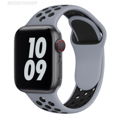 Bracelet en silicone gris et noir pour Apple Watch 38:40mm Saint-Etienne Mobishop