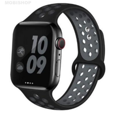 Bracelet en silicone noir et gris pour Apple Watch 38:40mm saint-etienne