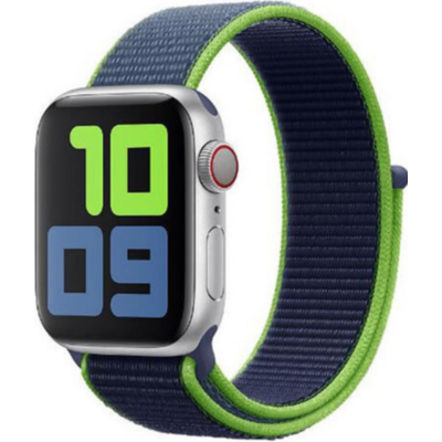 Bracelet nylon bleu et vert fluo pour Apple Watch 42:44mm Saint-Etienne