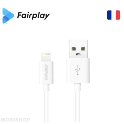 FAIRPLAY Câble Lightning 1m (Blanc)-saint-etienne-chargeur-mobishop