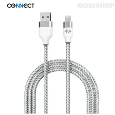 Câble Data USB vers Lightning CONNECT MC-CLB8 Nylon Tressé 12W (2m) Blanc Saint-Etienne
