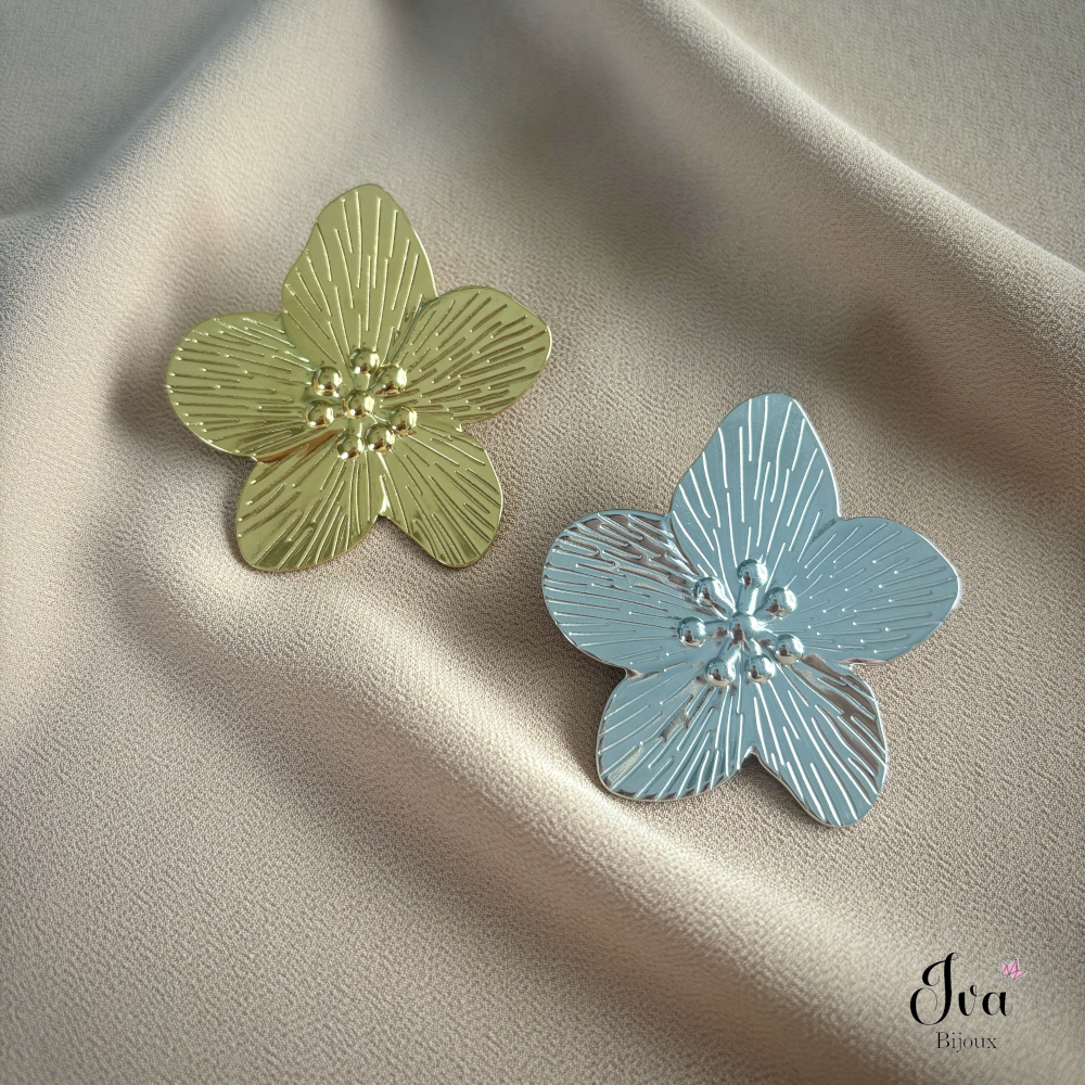 Boucles D'oreilles femme pendantes rond fleurs reliefs argent tibétain classique