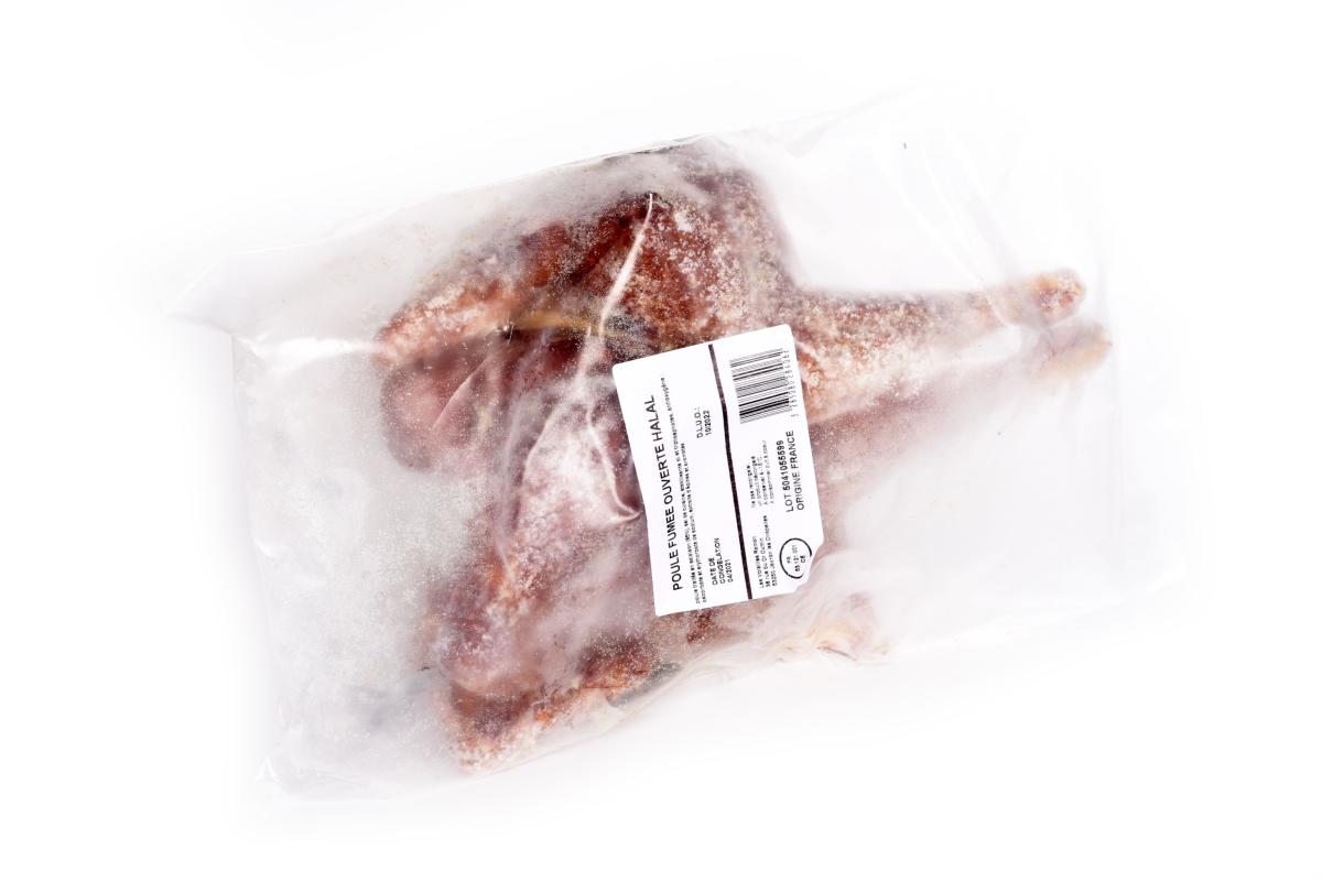 Poule ouverte fumée halal surgelé