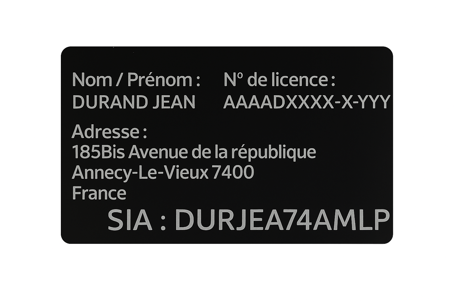 Carte SIA FFTir simplifié