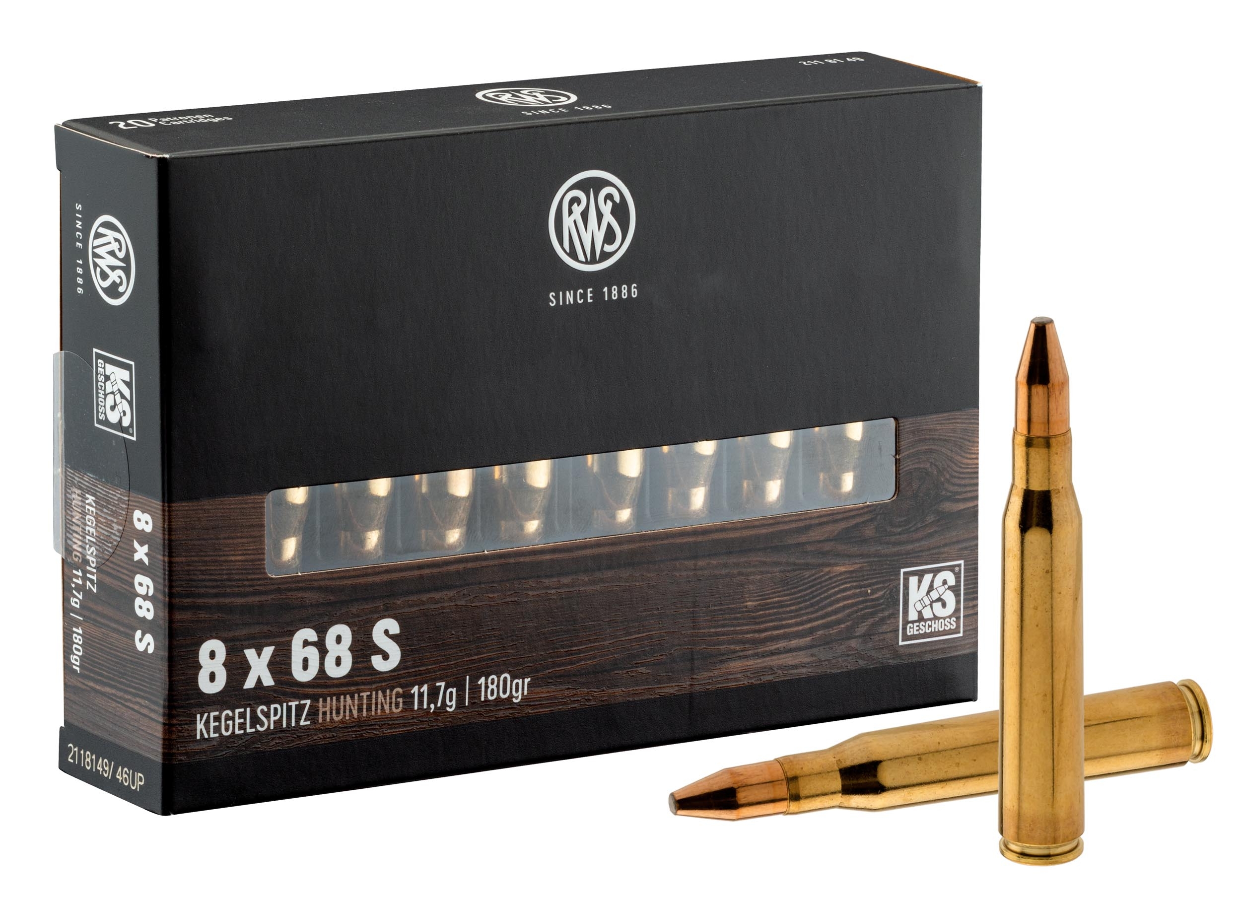 RWS 8x68 S Pointe conique KS 180 gr / 11.7 g