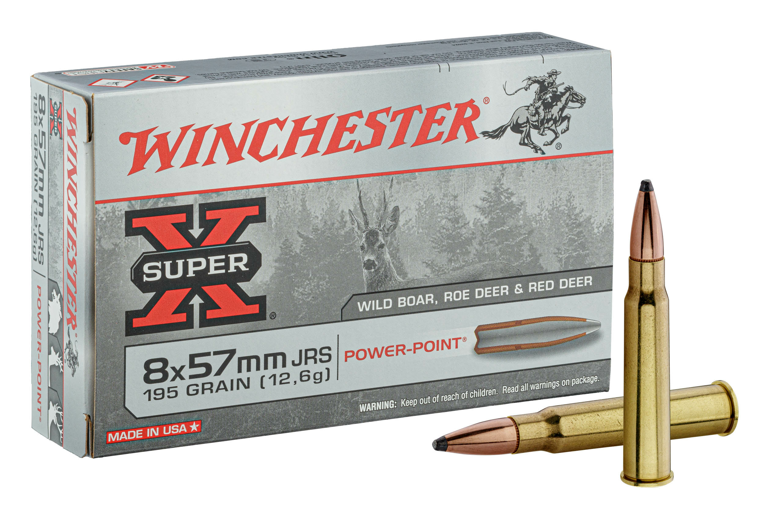 20 cartouches WINCHESTER SUPER X 8x57 JRS 195 gr / 12,6 g POWER POINT