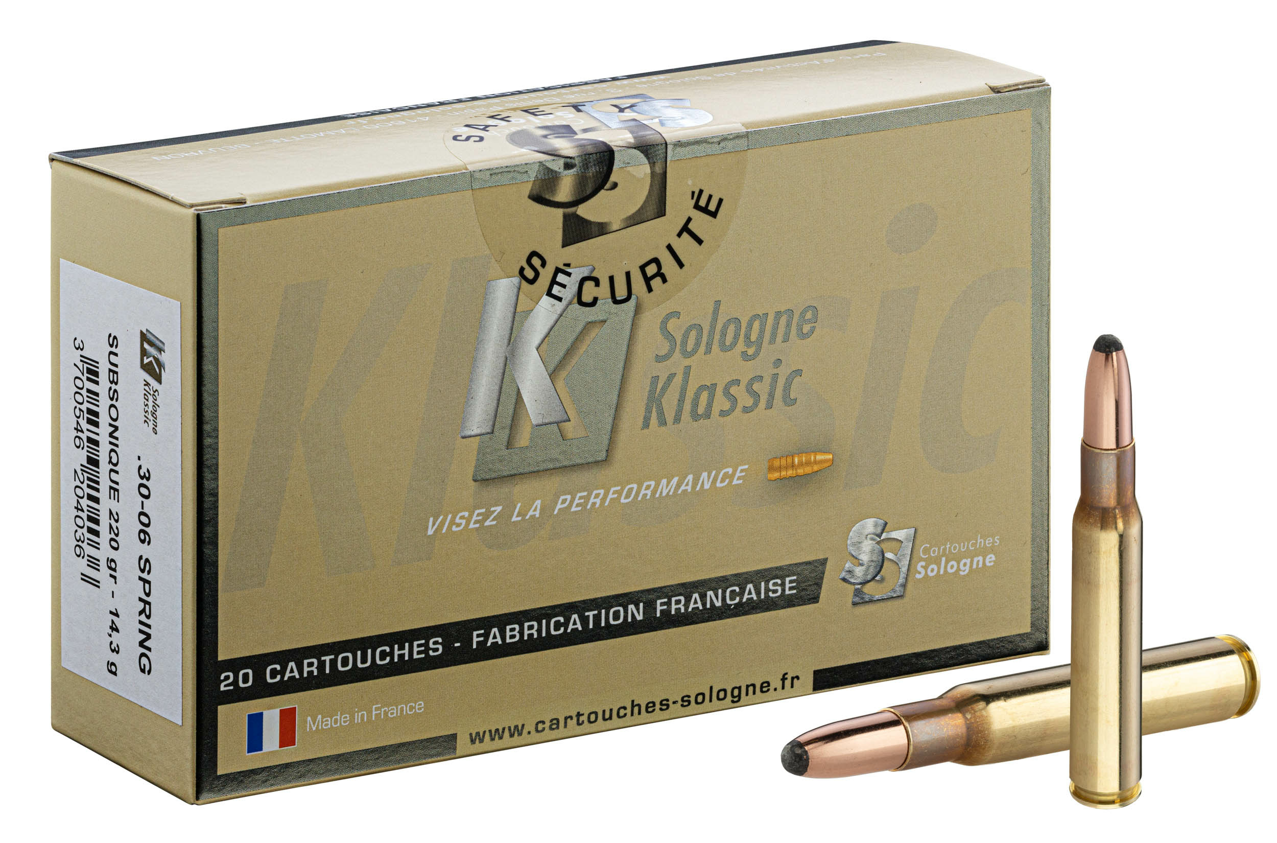 Sologne .30-06 Spring. Sierra RN SP Subsonique 220 gr / 14,2 g