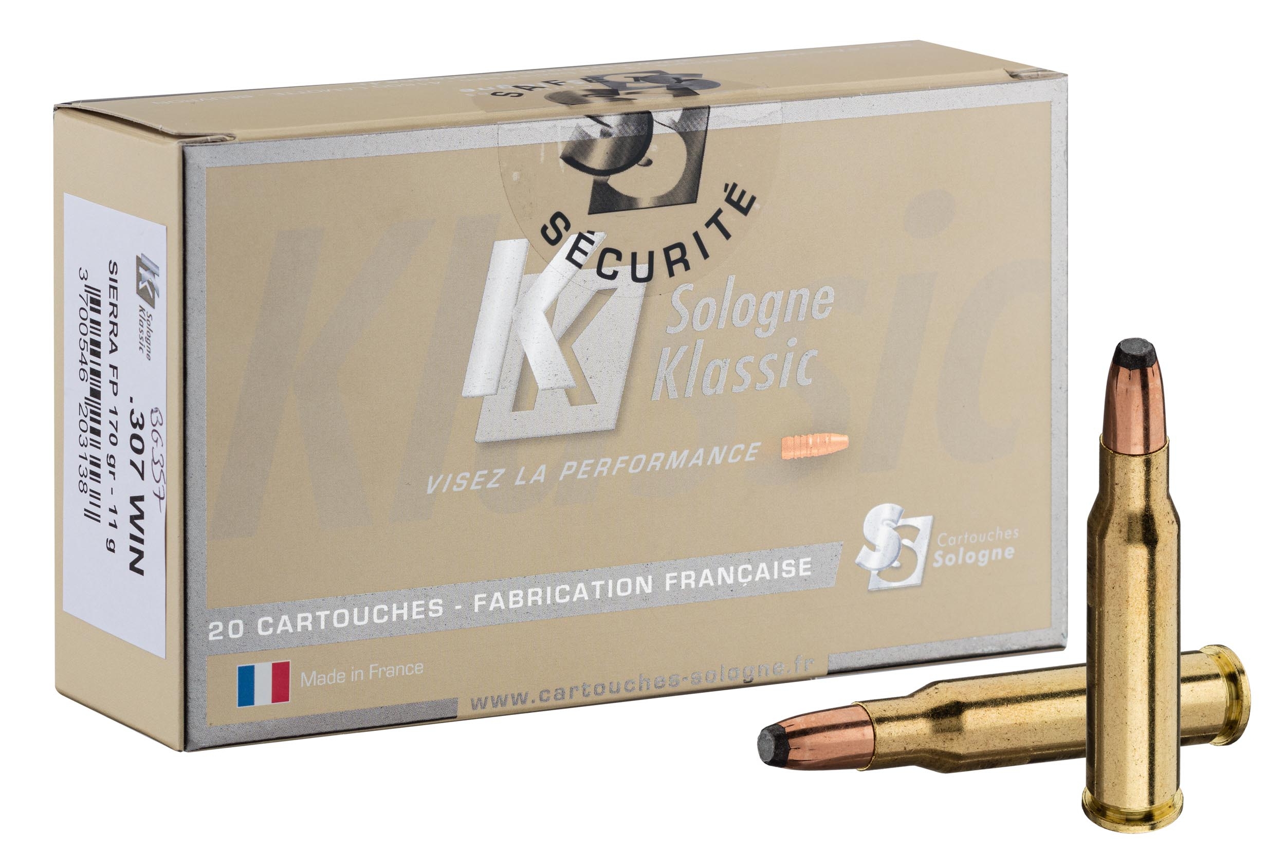 Cartouches Sologne .307 Win FP 170 gr / 11 g