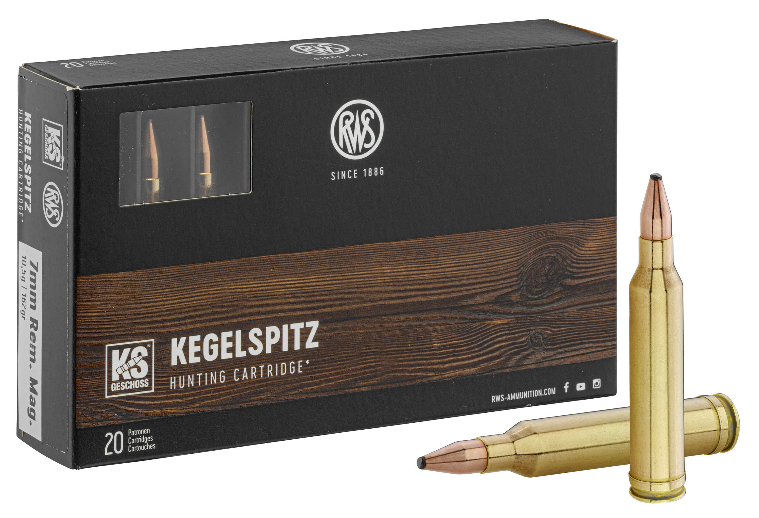 RWS 7mm Rem Magnum Pointe conique KS 162 gr / 10.5 g