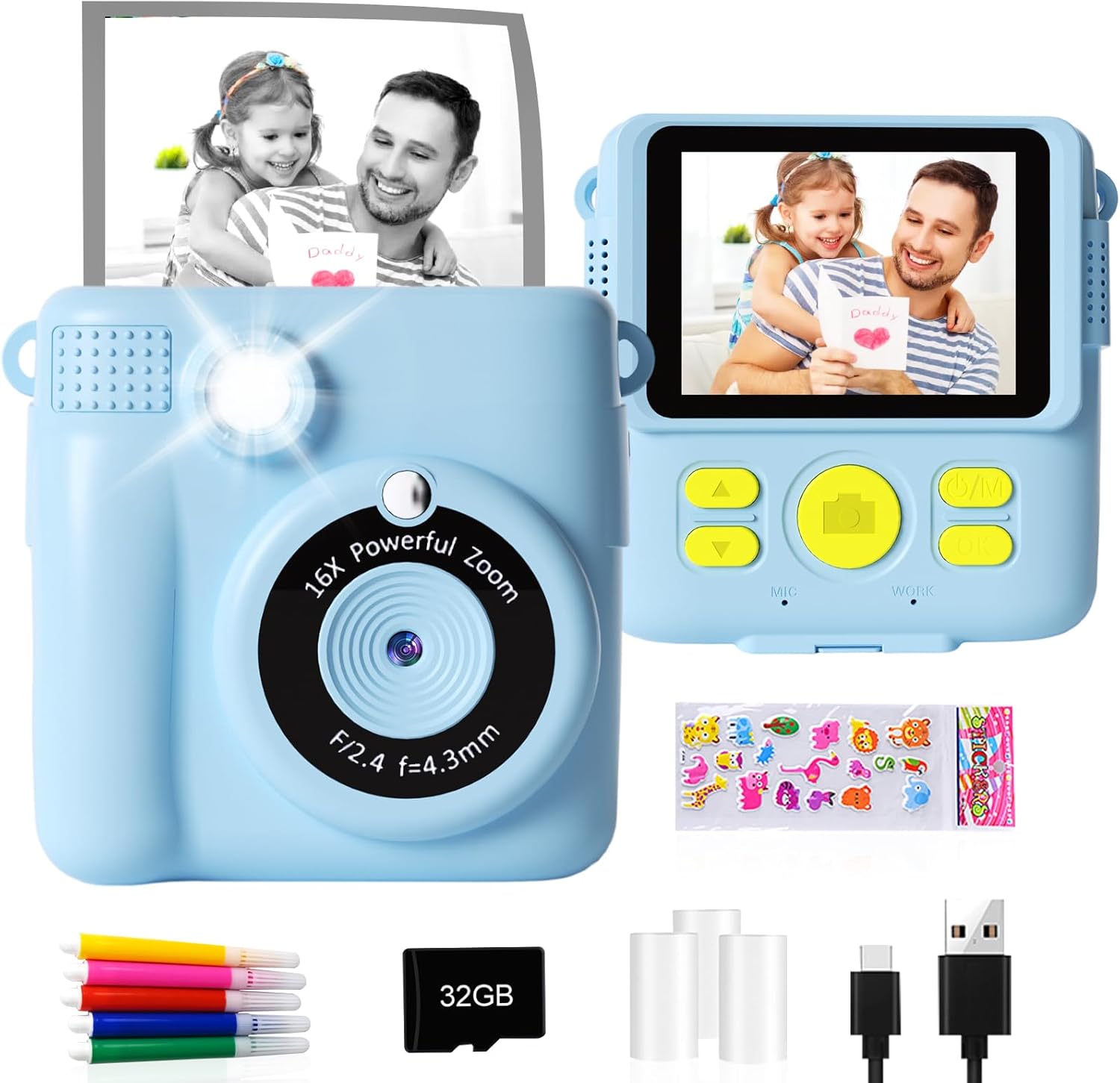 GKTZ Sofortbildkamera Kinder Blau