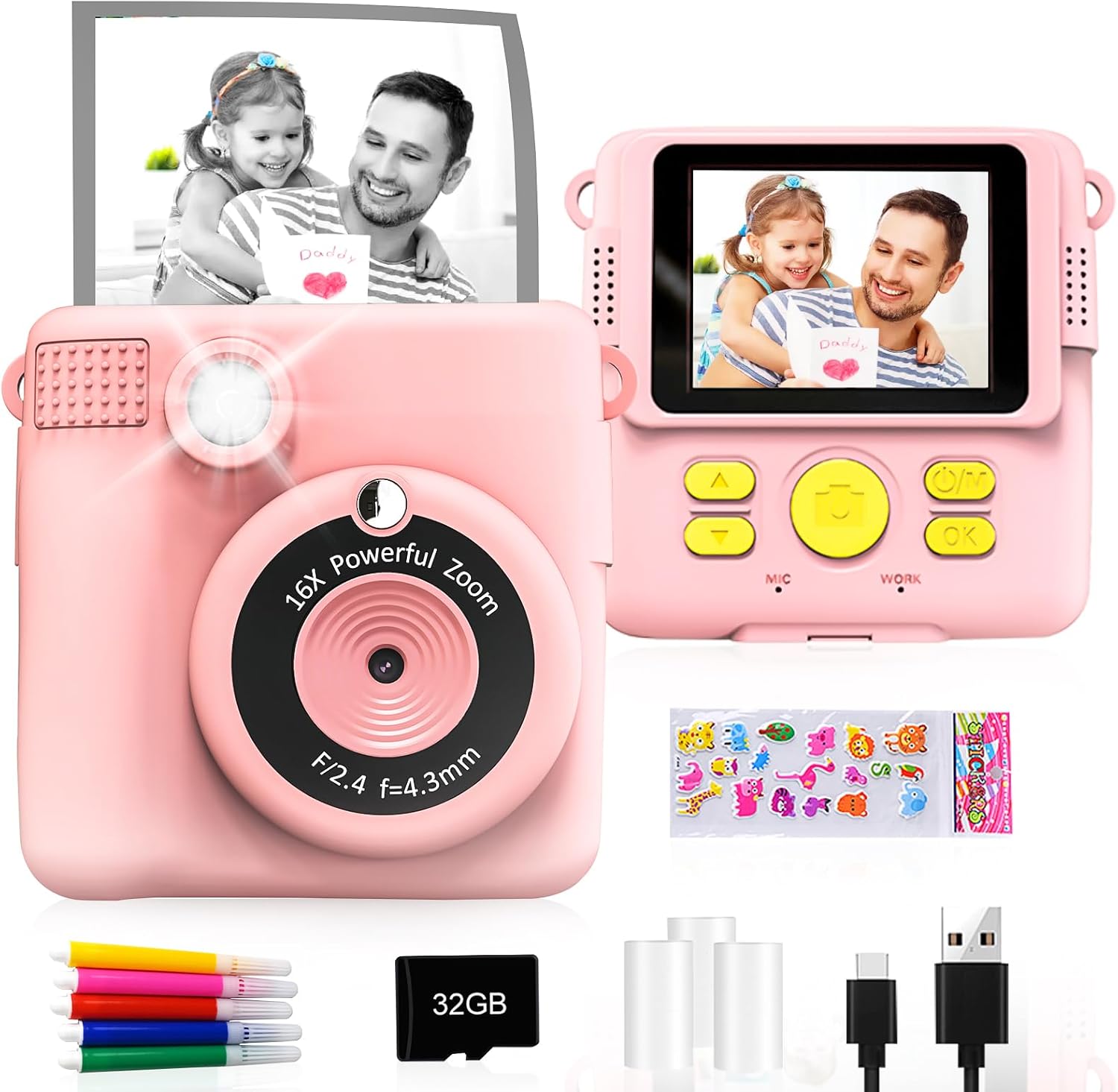 GKTZ Sofortbildkamera Kinder Rosa