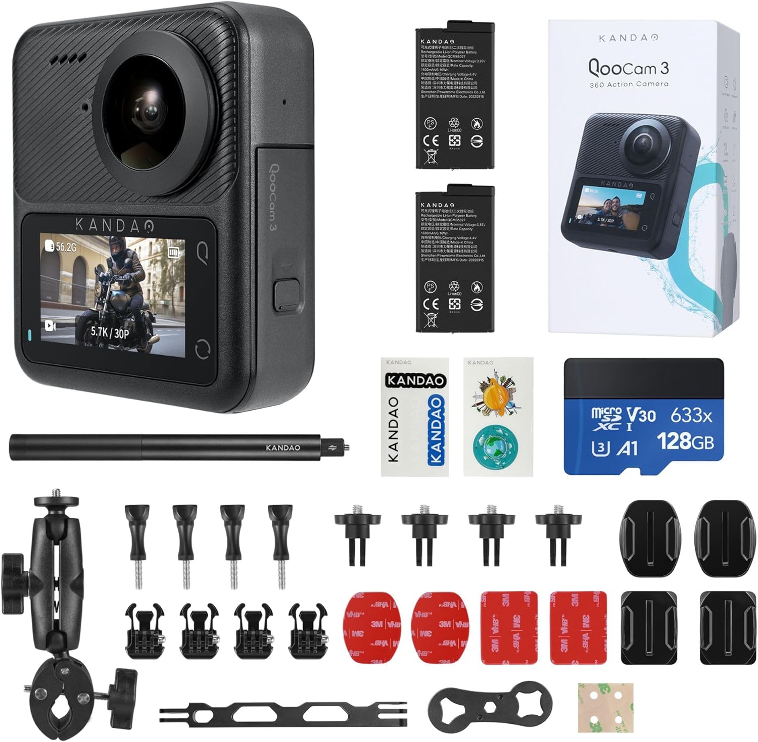 KanDao QooCam 3 360° Action Kamera Motorrad Combo