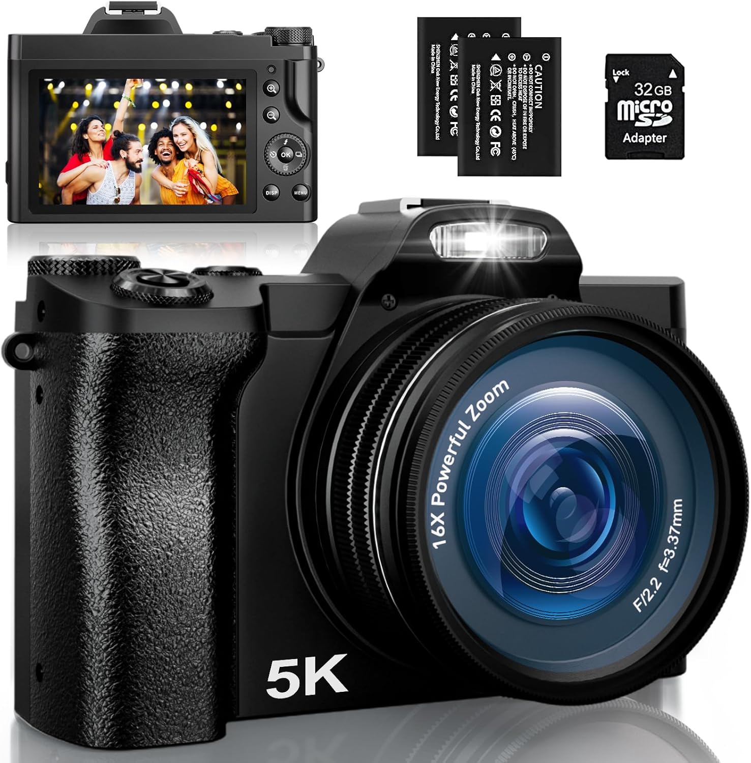 Digitalkamera 5K 48MP 16X Digital Zoom Fotokamera mit 32G SD-Karte