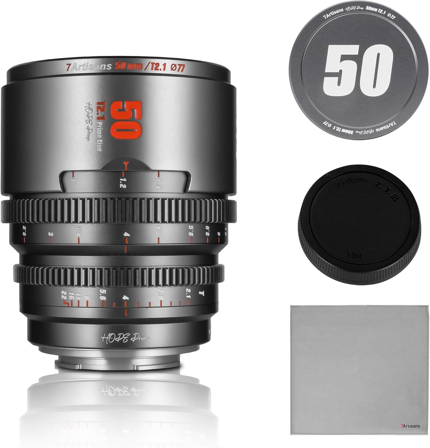 7artisans 50mm T2.1 Cine-Objektiv S35 Rahmen Canon RF Mount Titangrau