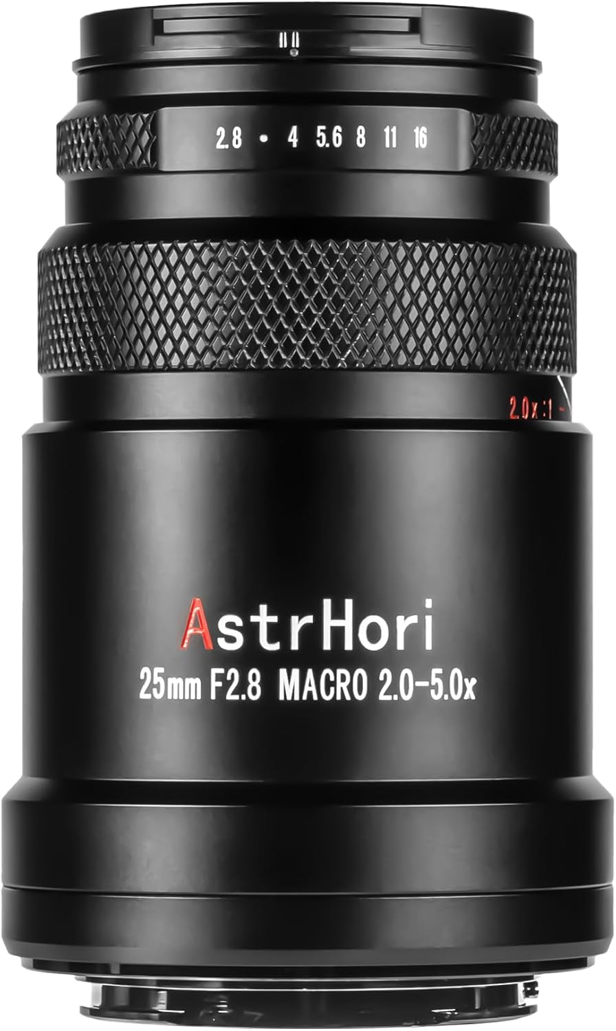 AstrHori 25 mm F2,8 2X-5X Ultra-Makro-Objektiv, Vollformat, manueller Fokus, kompatibel mit spiegellosen Canon RF-Mount-Kameras EOSR, RP, R5, R5C, R6, R7, R10 usw. for Canon RF