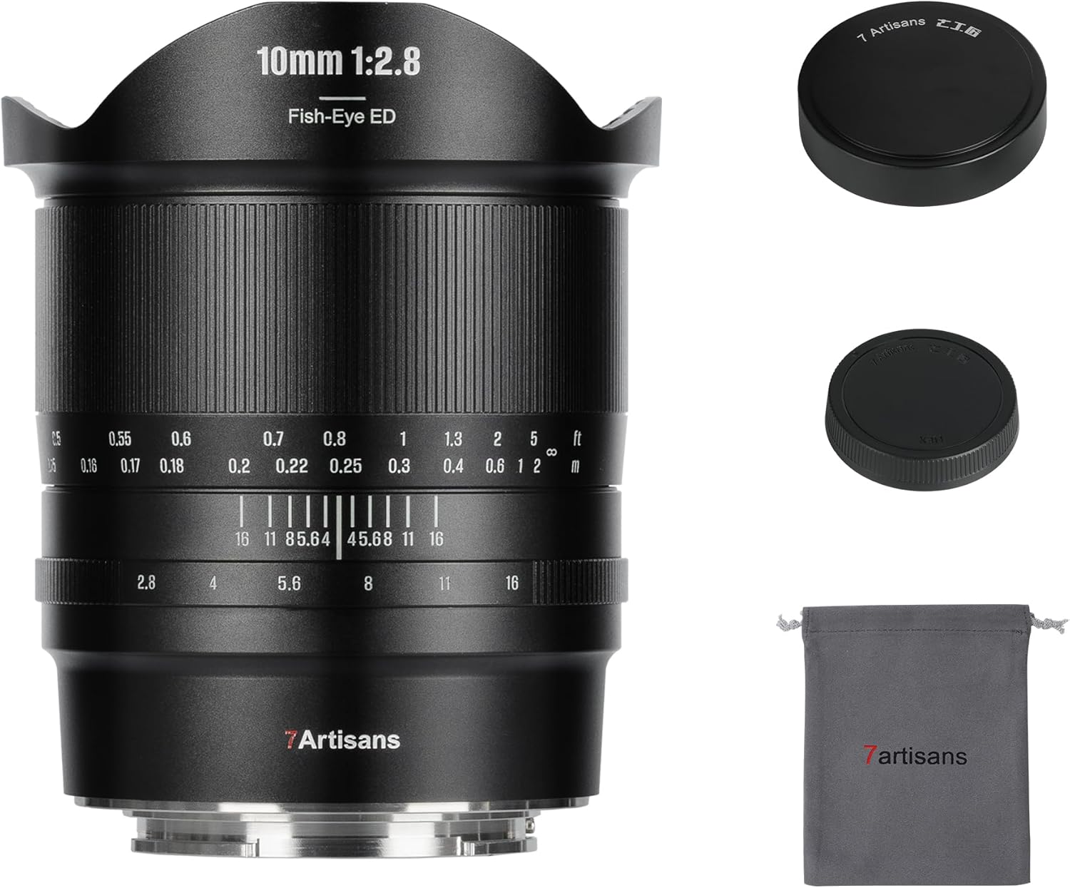 7artisans 10 mm F2.8 II Vollformat-Ultraweitwinkel-Fischaugenobjektiv 185° Manueller Fokus für spiegellose Canon RF-Mount-Kameras EOS R/EOS R3/EOS RP/EOS R5/EOS R6 For Canon RF Mount