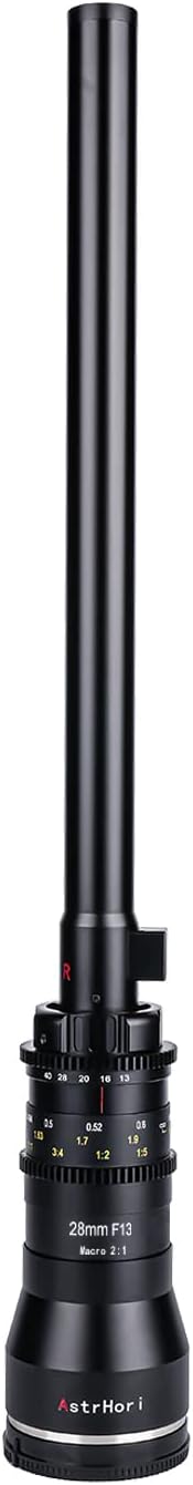AstrHori 28 mm F13 2X Makro-Sondenobjektiv Vollformat Spezialobjektiv Eingebautes Ringlicht für spiegellose Kameras der Canon RF Mount-Serie EOS RP, EOS R5, EOS R6, EOS R3, EOS R usw. (Schwarz) for Canon RF Direct-view