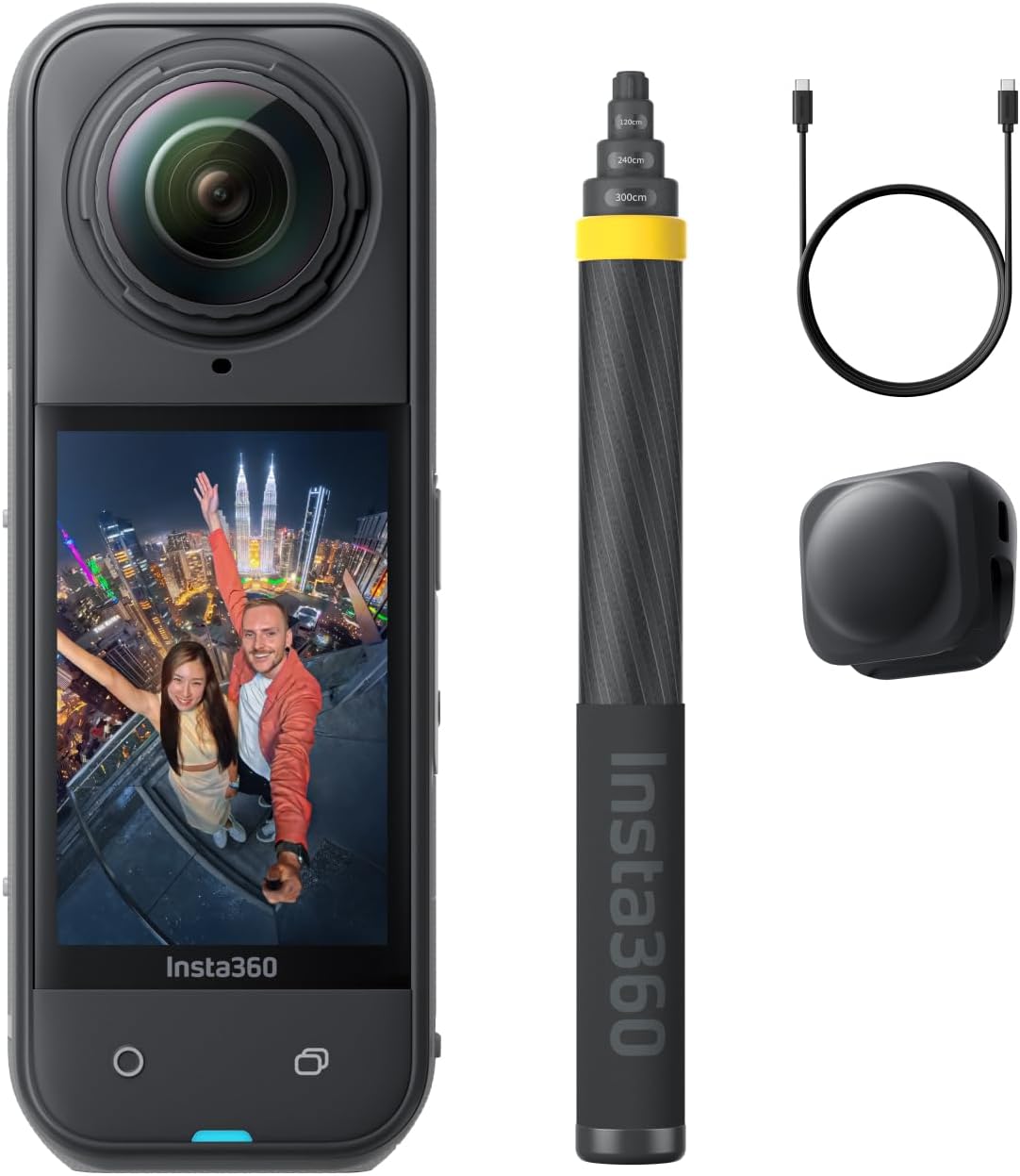Insta360 X5 No-Drone-Bundle - wasserdichte 8K 360°-Action-Cam, Unsichtbarer Selfie-Stick-Effekt, Spitze im Schwachlicht, robuste auswechselbare Linsen, 3 h Akku, klarer Sound, Stabilisierung