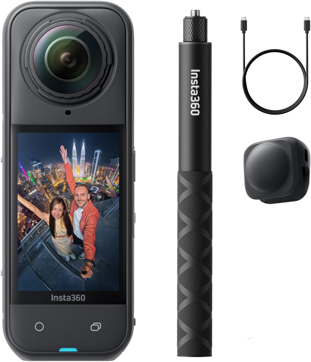 Insta360 X5 Auf Geht\'s-Bundle - wasserdichte 8K 360°-Action-Cam, Spitze bei wenig Licht, Unsichtbarer Selfie-Stick-Effekt, robuste austauschbare Linse, 3 h Akku, integr. Windschutz, Stabilisierung