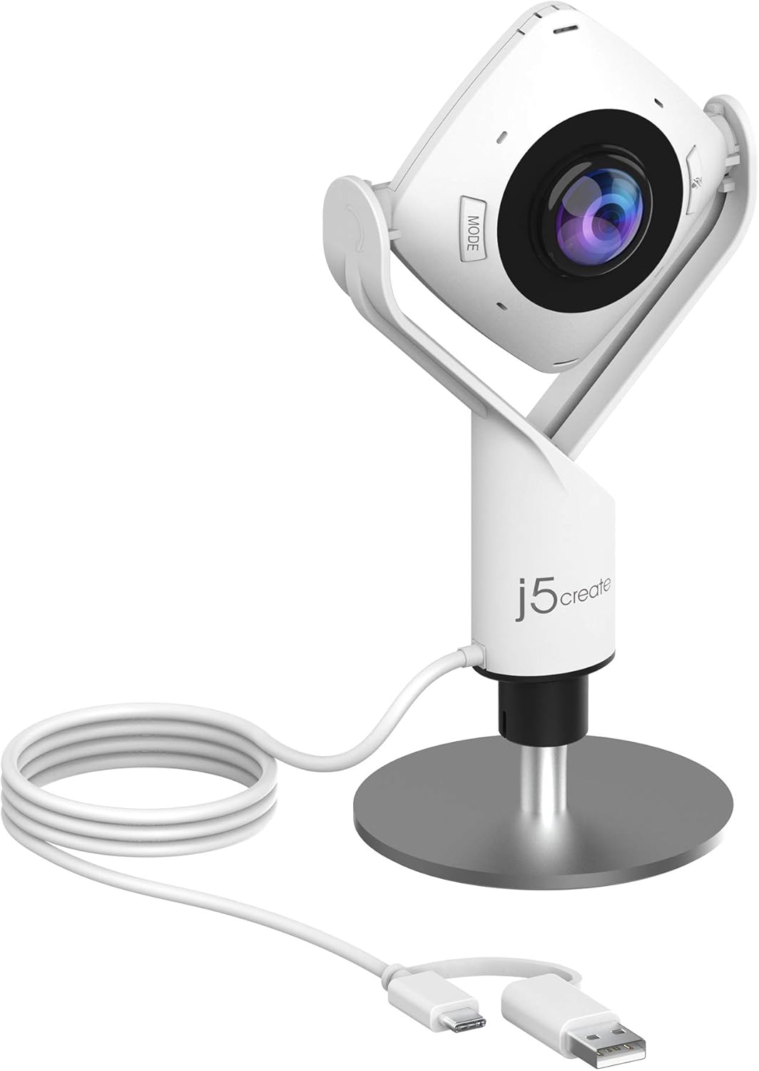 j5create 360 Grad All Around Meeting Webcam - 1080P HD Videokonferenzkamera mit High Fidelity Mikrofon, USB-C | für Videokonferenzen, Online-Unterricht und Zusammenarbeit (JVCU360)