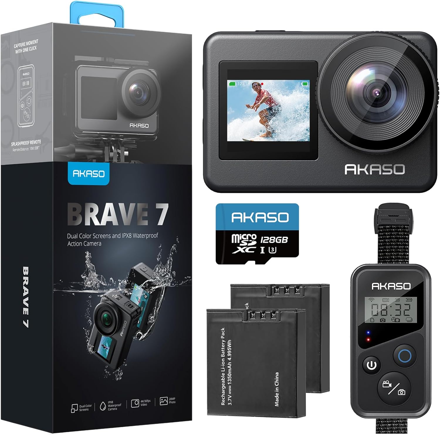 AKASO Brave 7 mit 128GB Speicherkarte