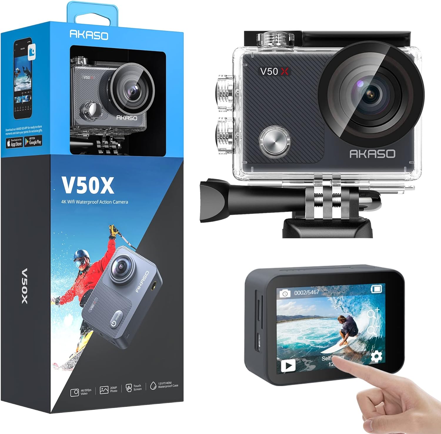 AKASO V50 X mit 64GB Speicherkarte
