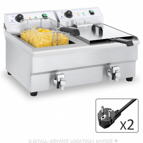 Friteuse DOUBLE 16 litres 2 X 220 V avec panier de 4 kg