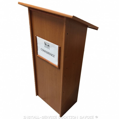 Pupitre de conférence en merisier avec porte affiche A4