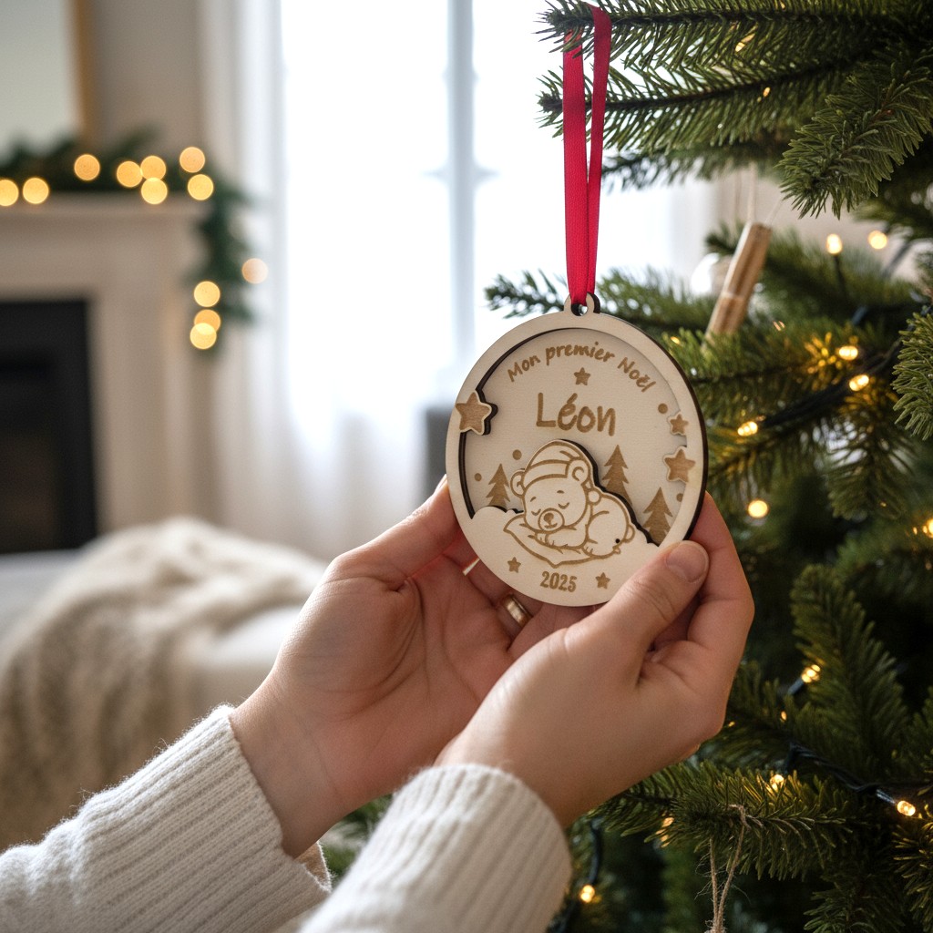Boule De Noël Personnalisée Famille Ours – Décoration Sapin