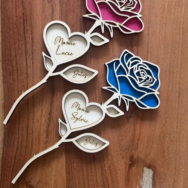 Rose en bois personnalisée