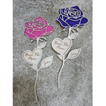ROSE EN BOIS MAGENTA ET BLEU