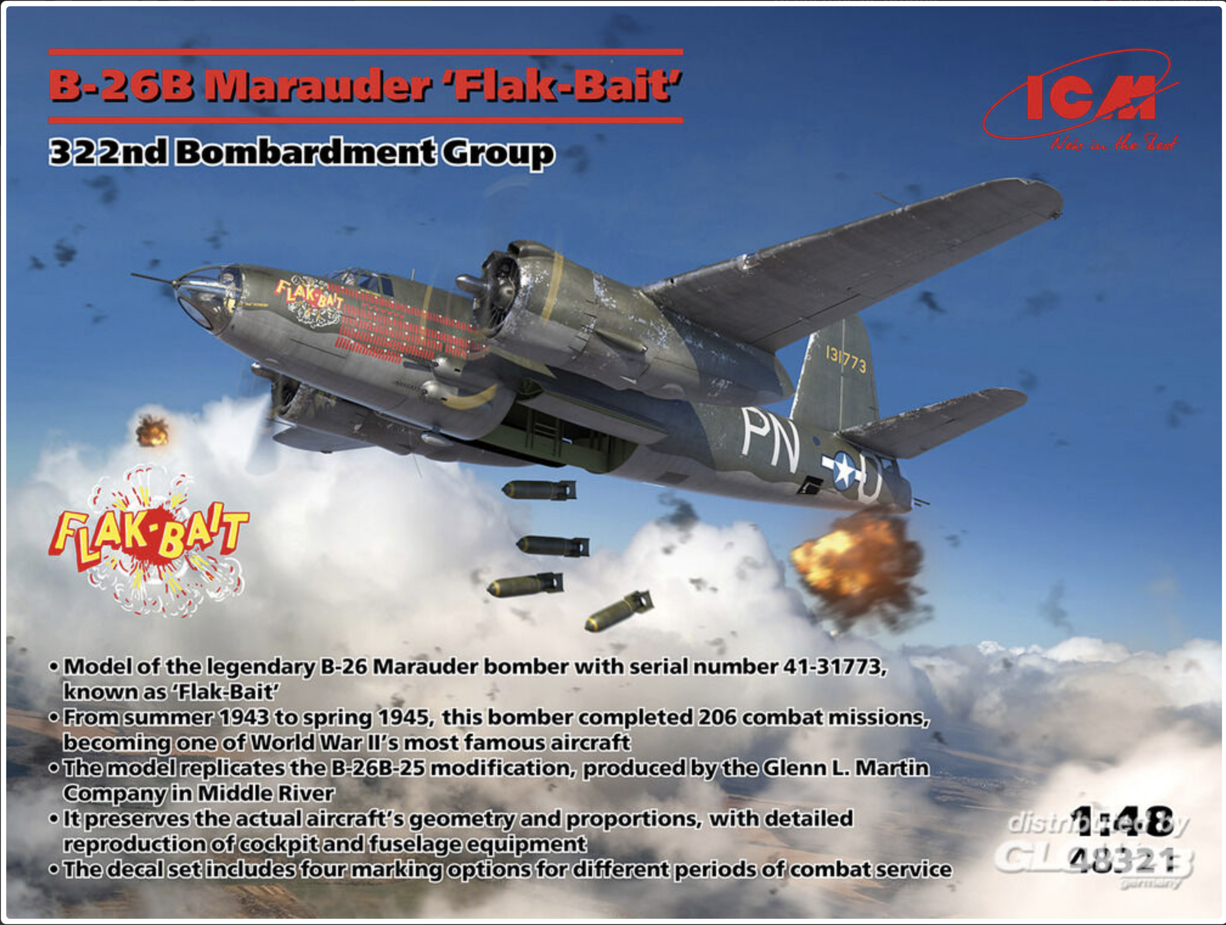 ICM: B-26B Marauder \'Flak Bait\'. 322nd Bombardment Group in 1:48