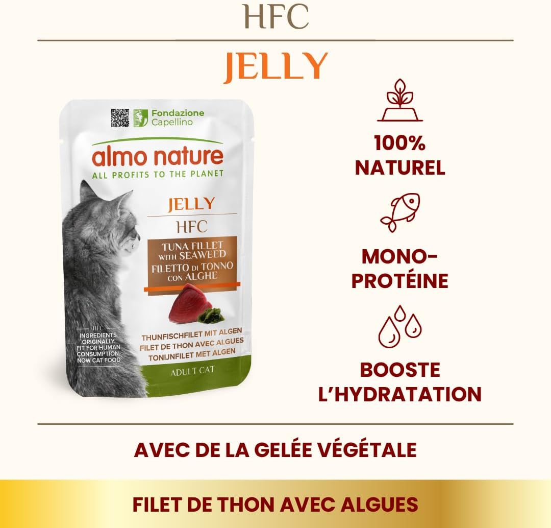 Pâtés pour chat Almo Nature HFC Jelly thon et algues