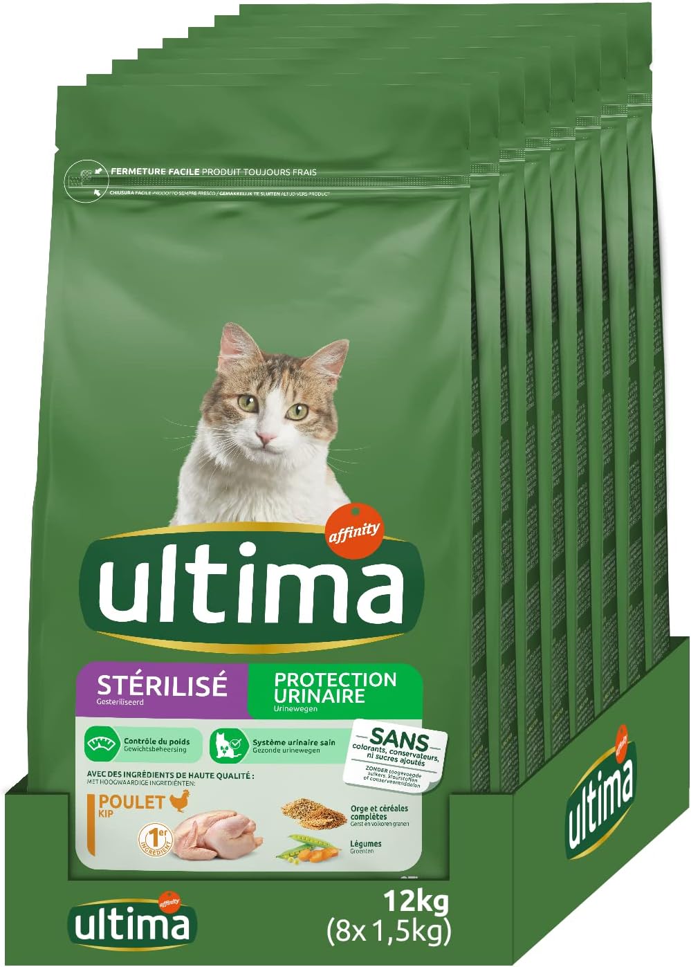 Pack 8x1,5kg croquettes chat adulte contrôle poids