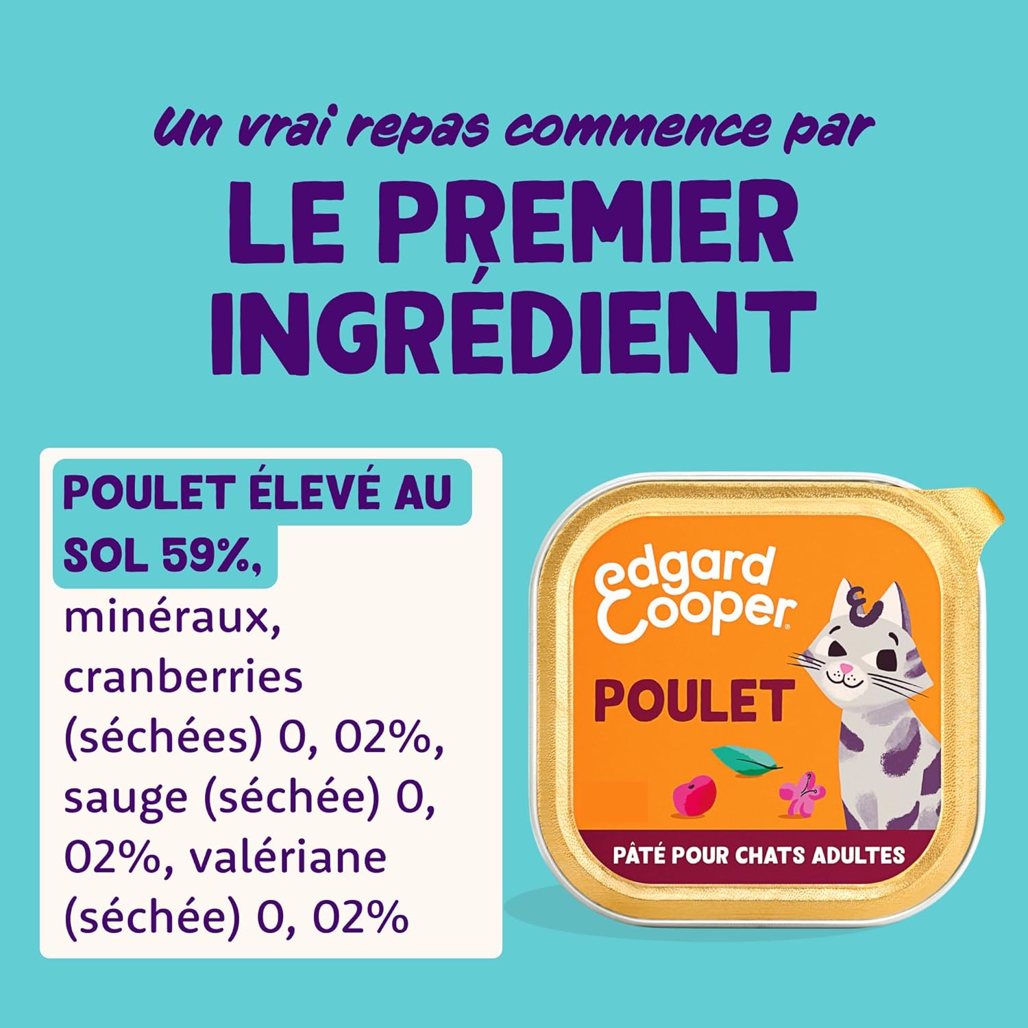 Lot 16x85g pâtée poulet Edgard