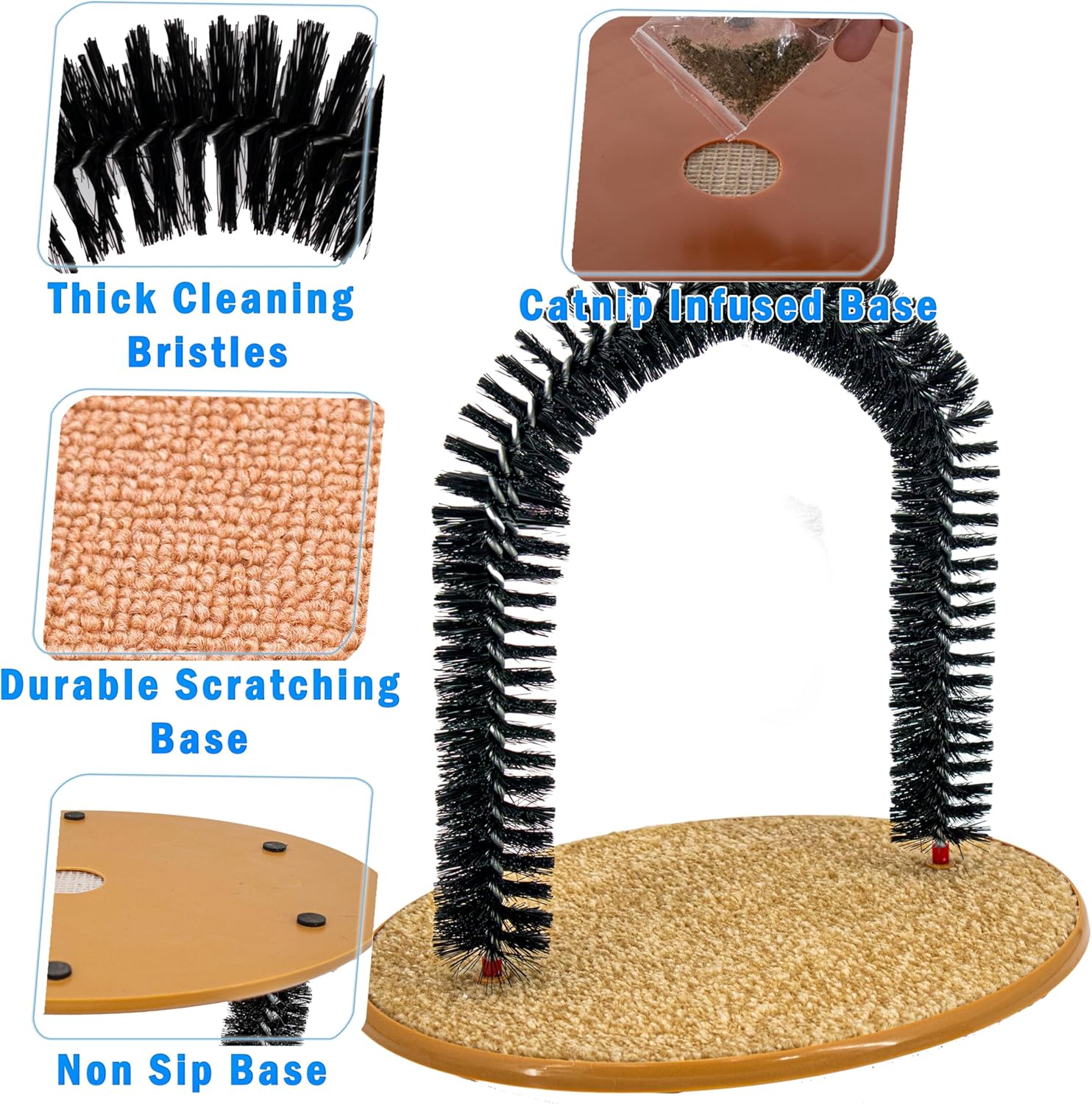 Détail des poils en acier inoxydable de l’arche de toilettage
