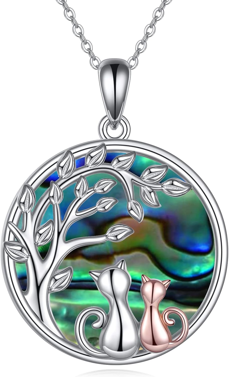 Collier SHEAISRS motif lune celtique et chat noir, argent hypoallergénique