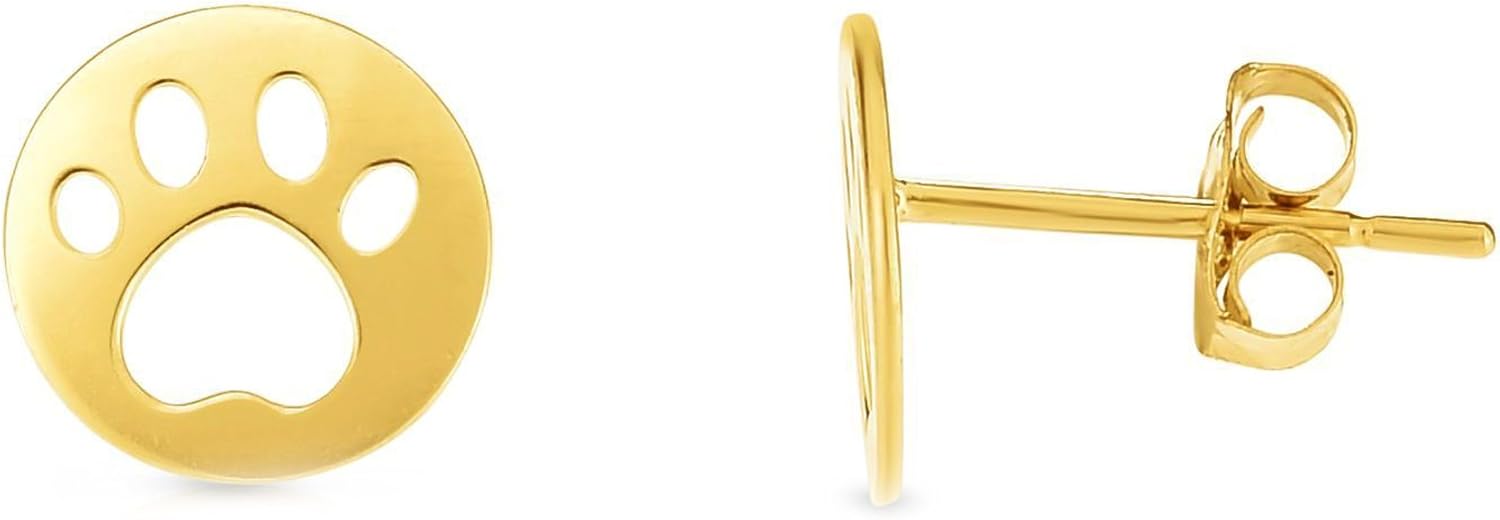 Paire de boucles d’oreilles chat élégantes en or jaune 14K