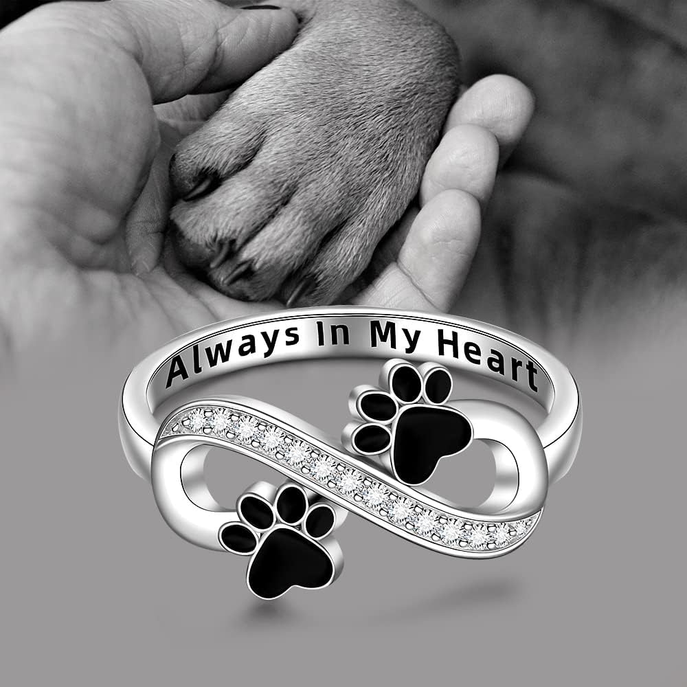 Bague motif patte de chat et chien, bijou commémoratif femme