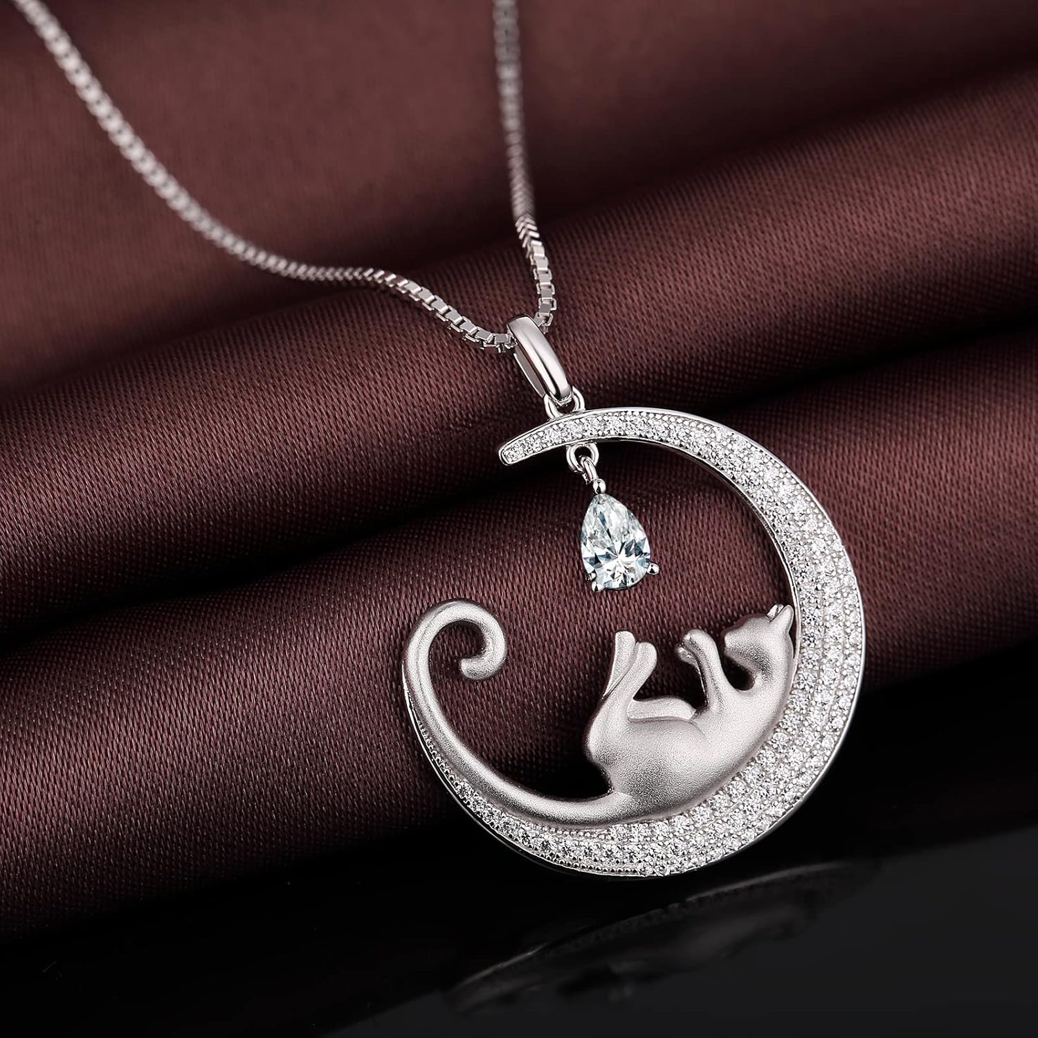 Collier chat argent 925 Jiamiaoi avec pendentif chaton