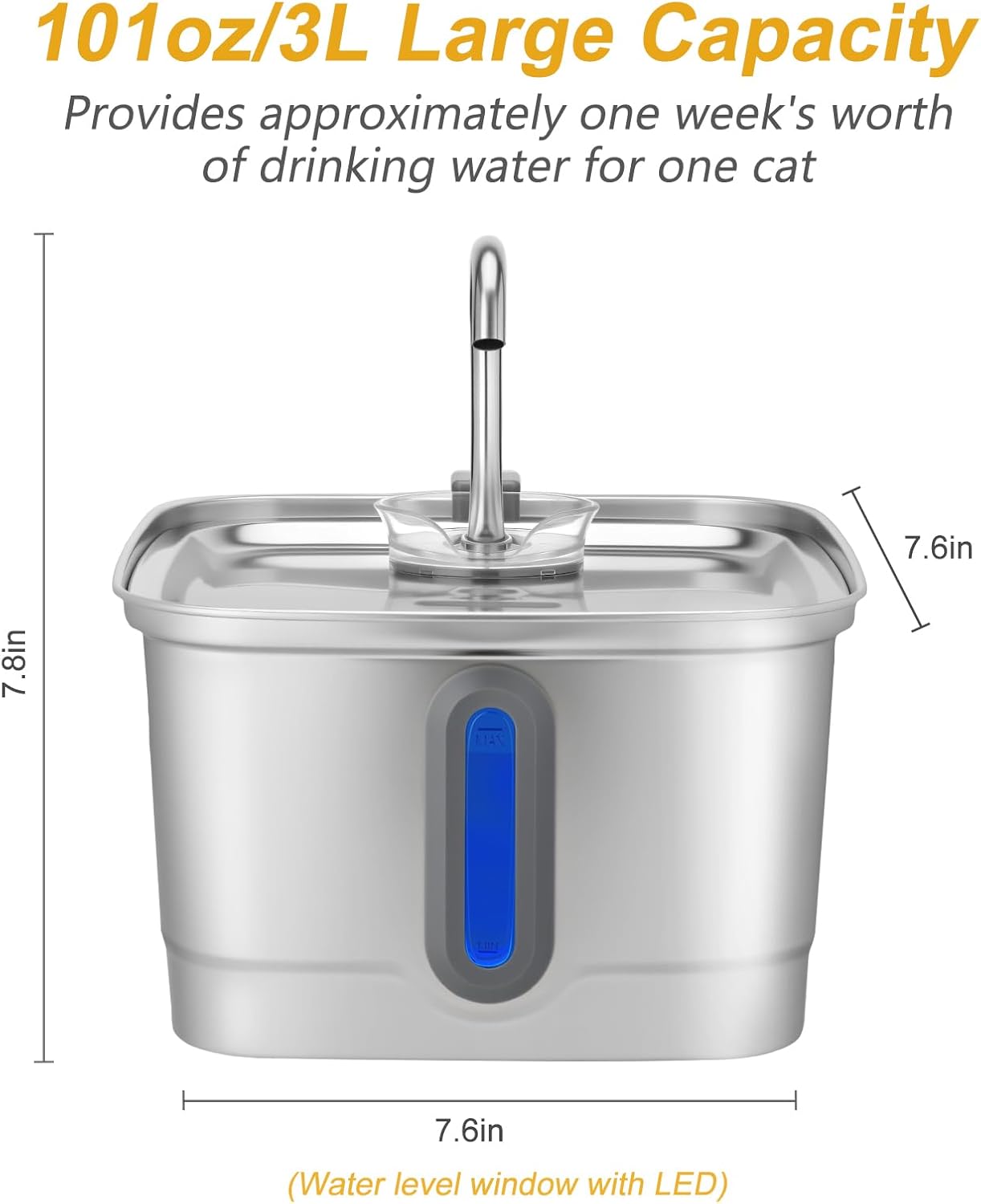 Fontaine à eau SEIRMEP 3L inox pour chat posée sur un sol de cuisine